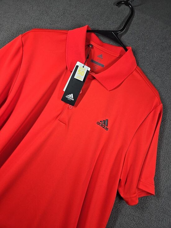 adidas Other - ADIDAS GOLF Men's M Medium PERFORMANCE Short Sleeve Polo Shirt Red Orange